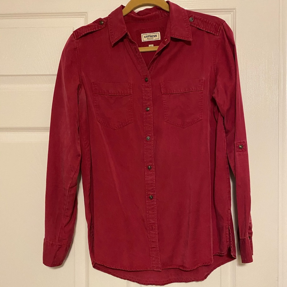 Express Rustic Red Boyfriend Shirt